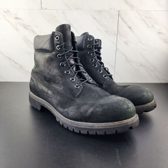 Timberland Premium 6 Inch Black Leather Boots - Picture 1 of 8